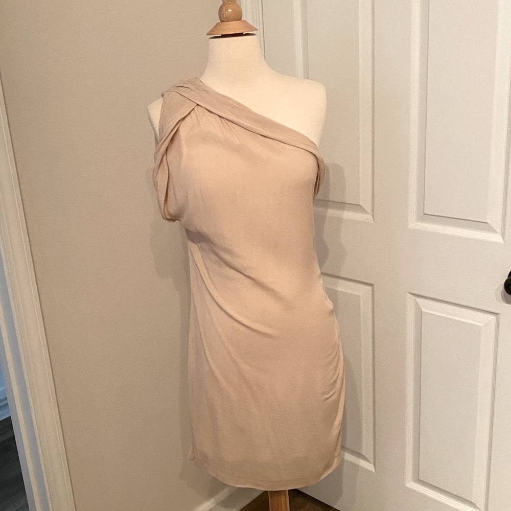 Light blush beige Maje mini dress size 2 worn once! Perfect condition fits great